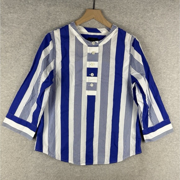 J Crew Shirt Womens Small Blue White Striped Nautical Coastal Preppy NEW - Picture 1 of 8